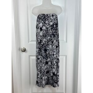 Christopher & Banks Black White Abstract Print Maxi Dress Strapless Evening